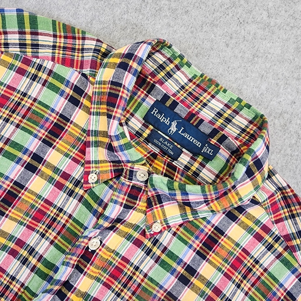 Ralph Lauren Men's XL Blake Short Sleeve Button Shirt Plaid Multicolor Colorful